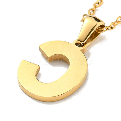 Ion Plating(IP) Initial Letter 304 Stainless Steel Pendant Necklaces NJEW-M199-01G-C-1