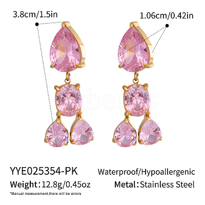 304 Stainless Steel Dangle Stud Earrings CT6883-5-1
