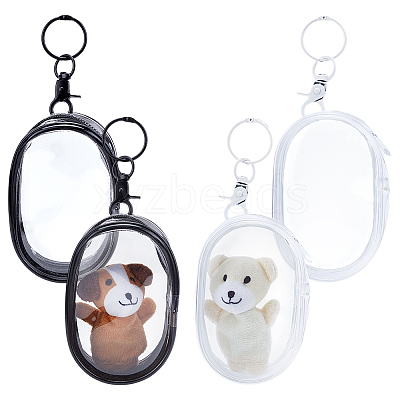 4Pcs 2 Colors Oval Transparent PVC Mini Cable Organizer Zipper Bags AJEW-PH0012-02-1
