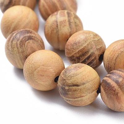 Natural Wood Beads Strands WOOD-F008-05-B-1