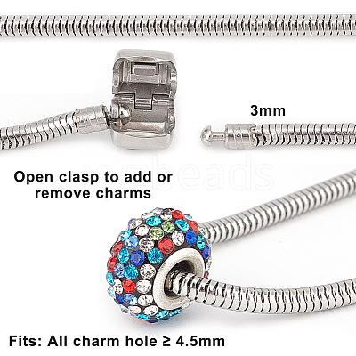 304 Stainless Steel European Style Bracelets for Jewelry Making STAS-PH0006-02B-1