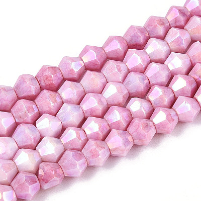 Anti-Tarnish Electroplate Bicone Glass Beads Strands EGLA-T021-4mm-16-04-1