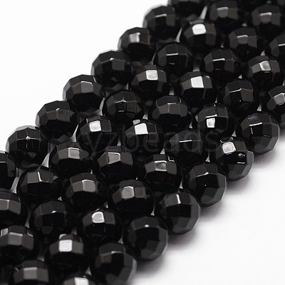 Natural Dyed & Heated Black Onyx Beads Strands X-G-D840-23-8mm-1
