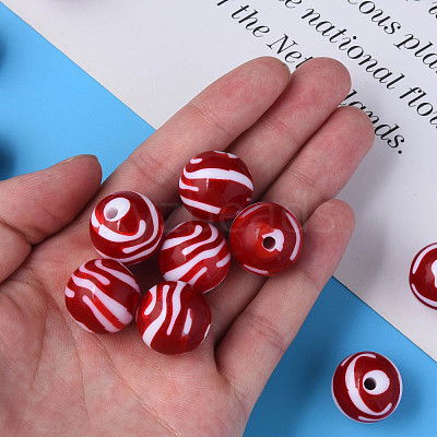 Opaque Striped Acrylic Beads MACR-S373-27B-01-1