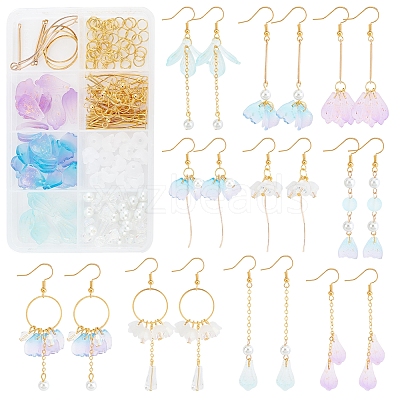 DIY Glass Flower Drop Earring Making Kit DIY-SC0018-36-1