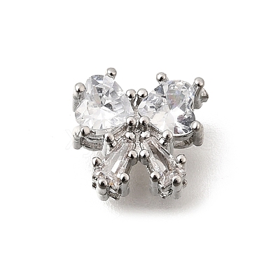 Bowknot Brass Micro Pave Cubic Zirconia Beads KK-Z156-20P-04-1