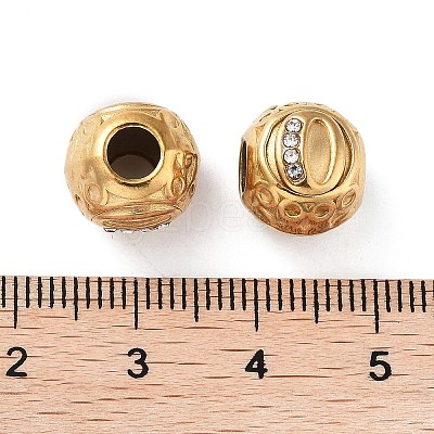 Ion Plating(IP) 304 Stainless Steel Rhinestone European Beads STAS-A092-10O-G-1