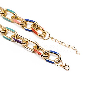 Colorful Aluminum Enamel Cable Chain Necklace for Women NJEW-TAC0001-006-1