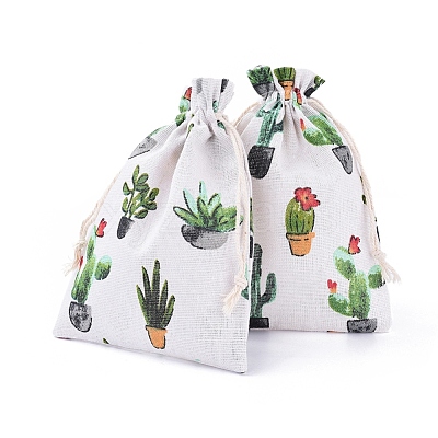 Polycotton(Polyester Cotton) Packing Pouches Drawstring Bags ABAG-T007-02L-1