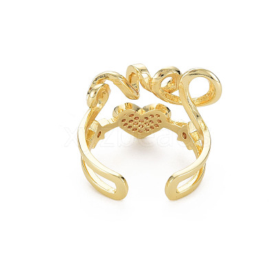 Clear Cubic Zirconia Heart Cuff Ring RJEW-N035-085-NF-1