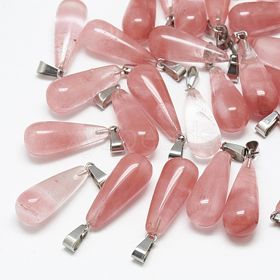 Cherry Quartz Glass Pendants X-G-T081-19-1