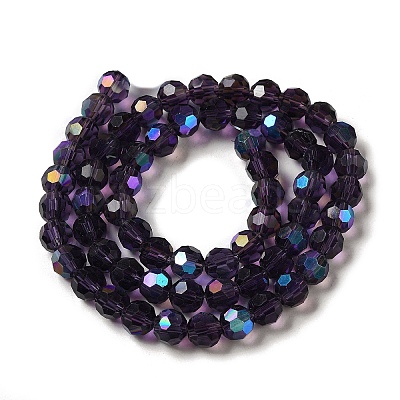 Electroplate Transparent Glass Beads Strands EGLA-A035-T8mm-L15-1