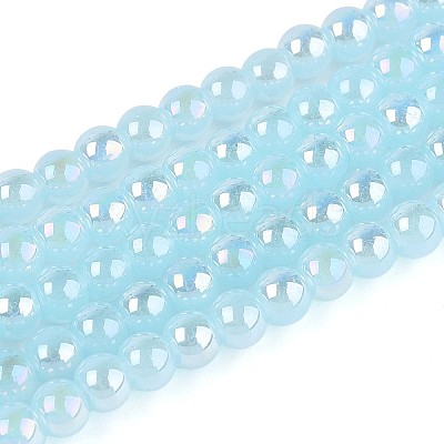 Electroplate Imitation Jade Glass Beads Strands GLAA-T032-J4mm-AB04-1