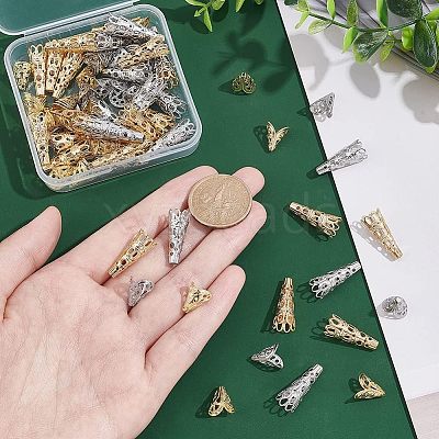 40Pcs 4 Style Stainless Steel Bead Caps STAS-UN0039-79-1