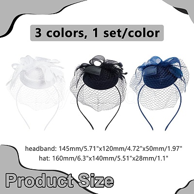 3 Sets 3 Colors Mesh Veil Hair Bands MRMJ-WR0001-05-1