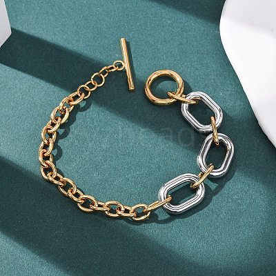 201 Stainless Steel Chain Bracelets BJEW-P378-01B-A-1