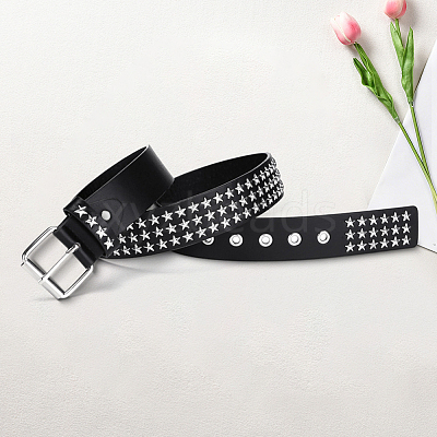 Platinum Star Rivet PU Leather Chain Belts for Jeans AJEW-WH20096-87B-1