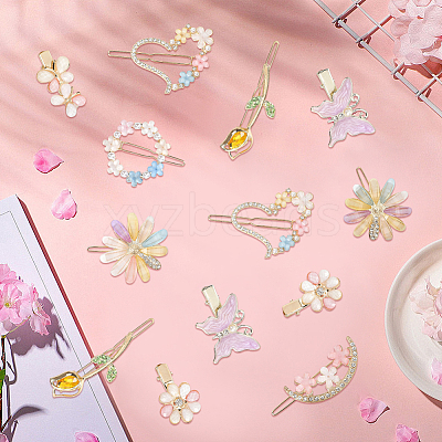 4 Bags 2 Styles Alloy & Resin Clip Hair Barrettes PHAR-SC0001-005-1