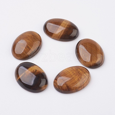 Natural Tiger Eye Flat Back Cabochons G-G741-18x25mm-01-1