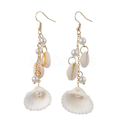 304 Stainless Steel Shell Shape Dangle Earrings EJEW-JE06382-01-1