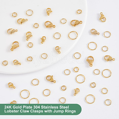 80Pcs 4 Styles 304 Stainless Steel Lobster Claw Clasps DIY-PH0028-67-1