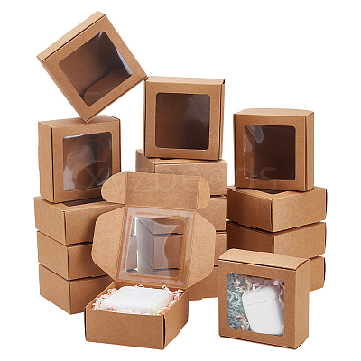 Foldable Creative Kraft Paper Mailer Boxes with Visible Window CON-WH0113-08B-02-1