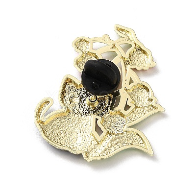 Black Cat & Flower Enamel Pins JEWB-Z048-09G-04-1