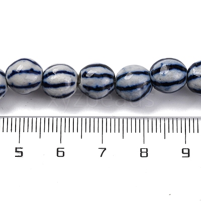 Handmade Blue and White Porcelain Beads Strands PORC-I027-02D-1