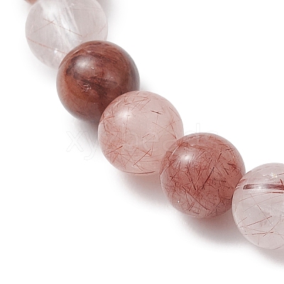 Natural Multi-Color Rutilated Quartz Beaded Stretch Bracelets for Women BJEW-JB13466-1