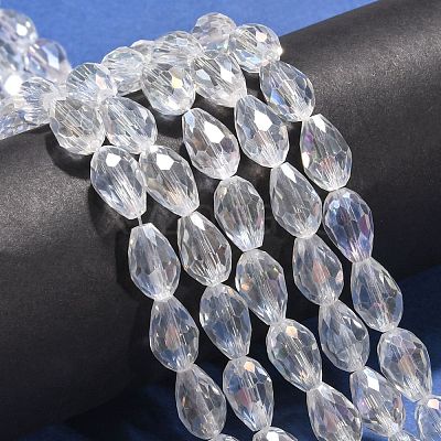 Electroplate Glass Beads Strands EGLA-D015-12x8mm-01-1