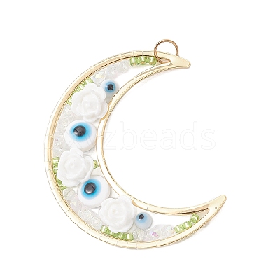 Brass Resin Pendants PALLOY-MZ01073-01-1