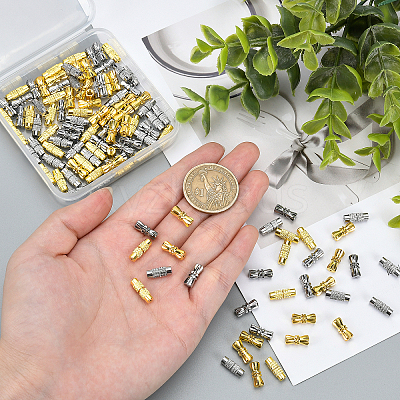 120 Sets 4 Style Column Brass Screw Clasps KK-SC0002-17-1
