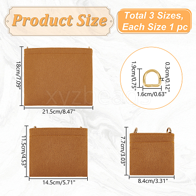 3Pcs 3 Sizes Felt Bag Organizer Inserts FIND-WH0172-16B-1