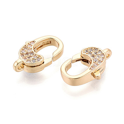 Brass Pave Clear Cubic Zirconia Lobster Claw Clasps KK-T075-74G-1