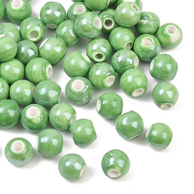 Glazed Porcelain Round Beads X-PORC-S489-8mm-09-1