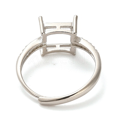 Square Brass Micro Pave Clear Cubic Zirconia Adjustable Ring Components LS-KK-NH0001-20P-1