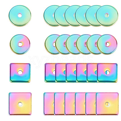 48 Pcs 4 Styles PVD Vacuum Plating 304 Stainless Steel Spacer Beads STAS-UN0022-36-1
