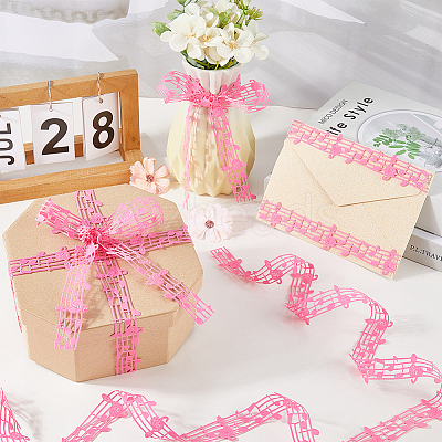 20 Yards Polyester Musical Note Lace Trim Ribbon OCOR-GF0004-44F-1