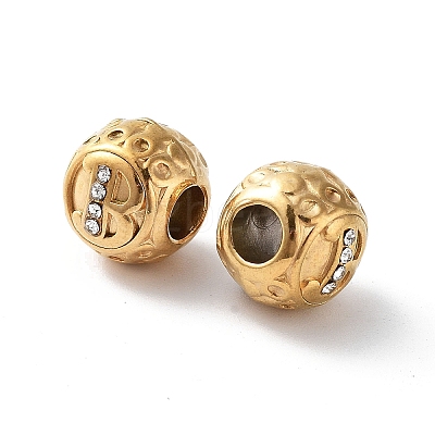 Ion Plating(IP) 304 Stainless Steel Rhinestone European Beads STAS-A092-10B-G-1