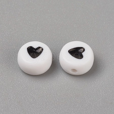 Acrylic Enamel Beads OACR-WH0003-04A-1