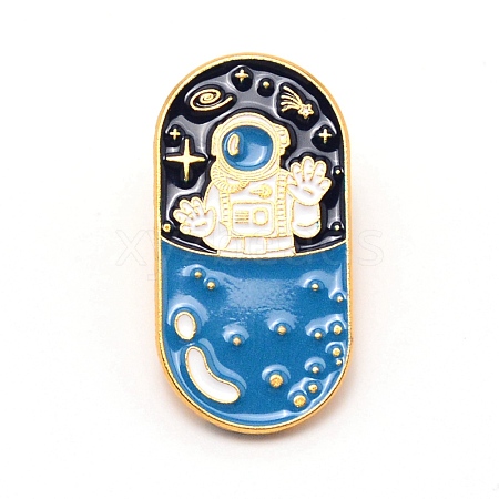 Oval with Astronaut Cartoon Enamel Pin JEWB-TAC0002-28-1