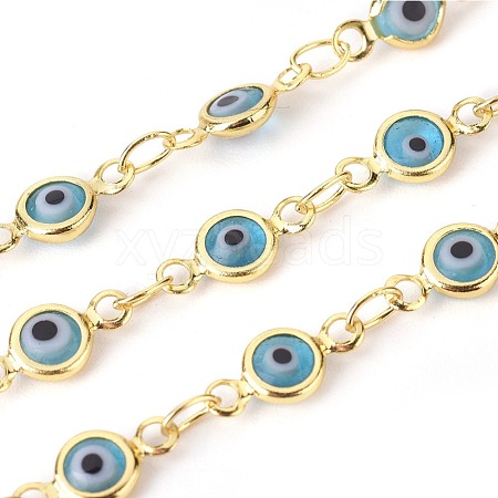 Handmade Evil Eye Lampwork Link Chains CHC-F009-01A-G05-1