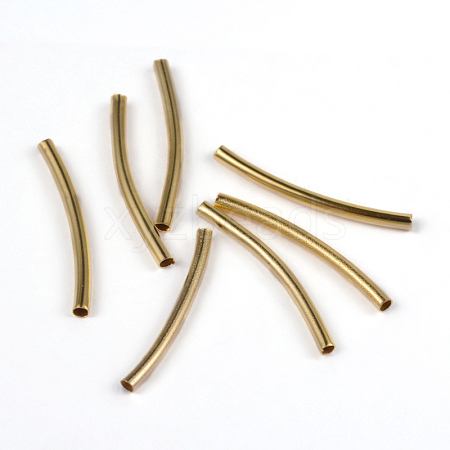 Brass Curved Tube Beads X-EC0582X25mm-NFG-1