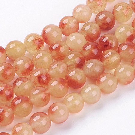 Two Tone Natural White Jade Bead Strands G-R165-10mm-02-1