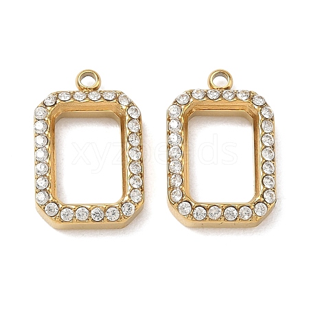 304 Stainless Steel Micro Pave Clear Cubic Zirconia Pendants CU-CBAF0F8-03G-G-1