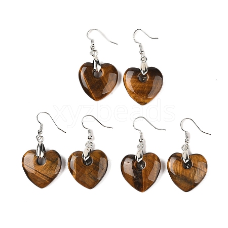 Natutal Tiger Eye Dangle Earrings EJEW-F343-D08-1