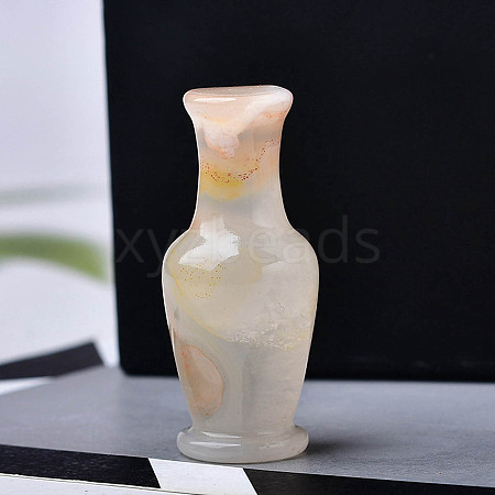 Natural Cherry Blossom Agate Carved Healing Vase Figurines PW-WG21325-04-1