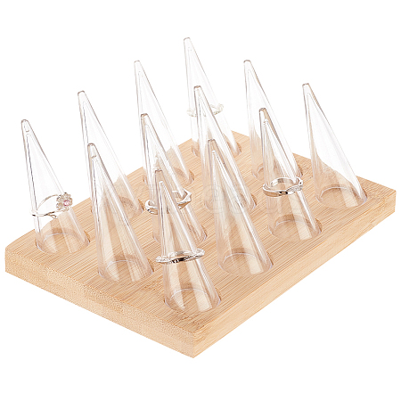 12Pcs Clear Plastic Cone Ring Display Holders RDIS-WH0002-17-1