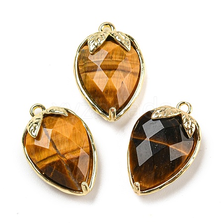 Natural Tiger Eye Faceted Pendants G-M431-06G-11-1