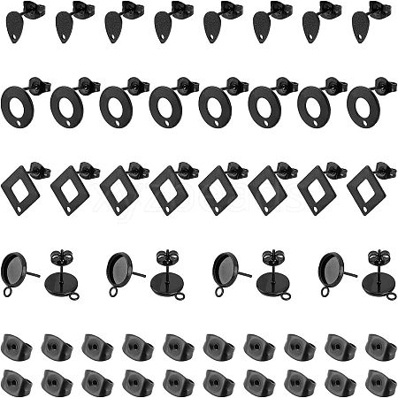 Unicraftale 32Pcs 4 Style 304 Stainless Steel Stud Earring Findings for Dangle Charms STAS-UN0028-02-1